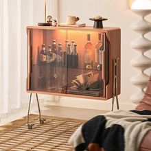 包豪斯中古小酒柜可移动玻璃展示柜子实木玄关沙发餐边床头储置物