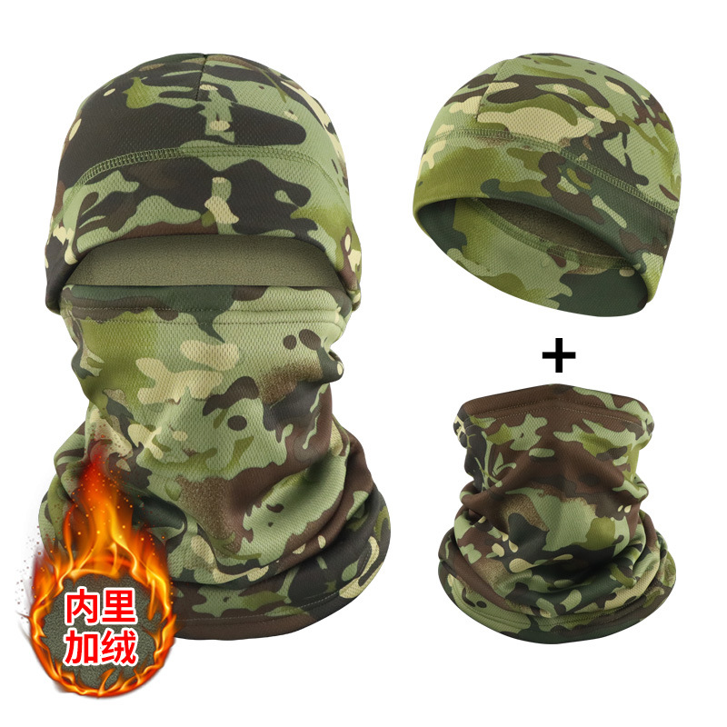 Invierno más chaqueta de terciopelo, sombrero frío, abrigo, cuello, sombrero de protector de orejas para ciclismo al aire libre, sombrero de cuello a prueba de viento, sombrero transfronterizo