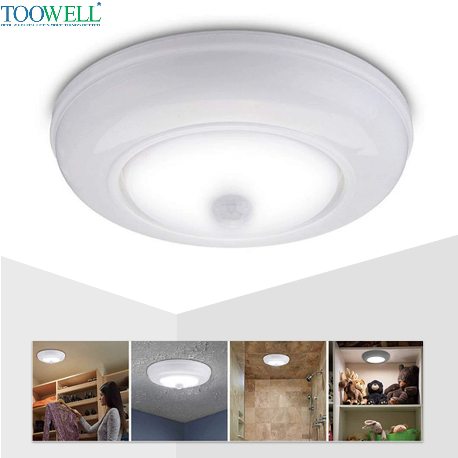 Популярный умный потолочный светильник Temu, беспроводной светильник для коридоров и дворов, простая установка, потолочный светильник с датчиком движения и освещенности