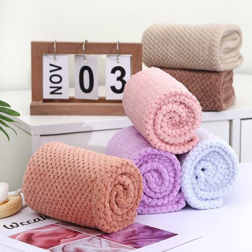 Dry hair cap, pineapple plaid shower cap, coral velvet quick-drying turban, instantly absorbent, microfiber thickened double-layer gift