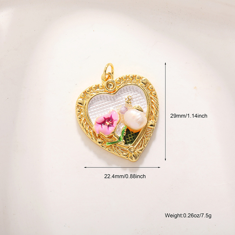 フランスモネガーデン油絵風花天然真珠ドリップオイル銅色保存ネックレスペンダントシングルペンダントアクセサリーペンダント|undefined
