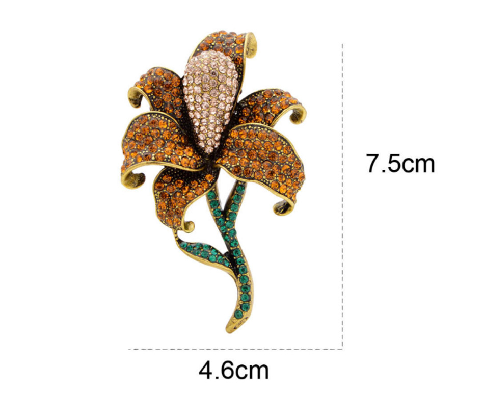 34g Weight Rhinestones Inlay Material Brooches Classification Simple Style Pin Flower Alloy Inlay Rhinestones Women'S Brooches