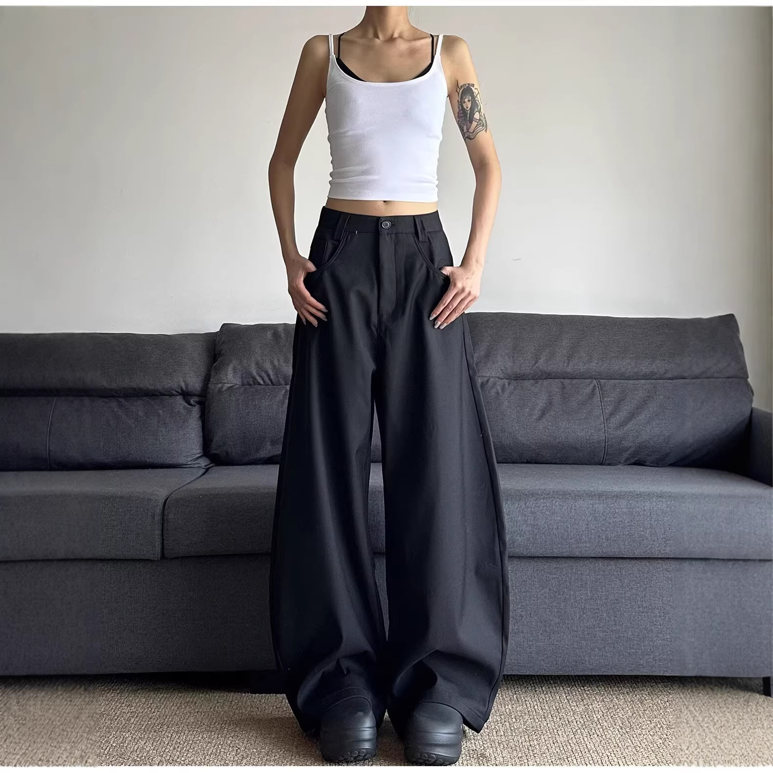 2026 Spring New Style Draped Loose Wide-Leg Casual Pants for Women Korean Style Lazy Fashion Versatile Slimming Suit Pants