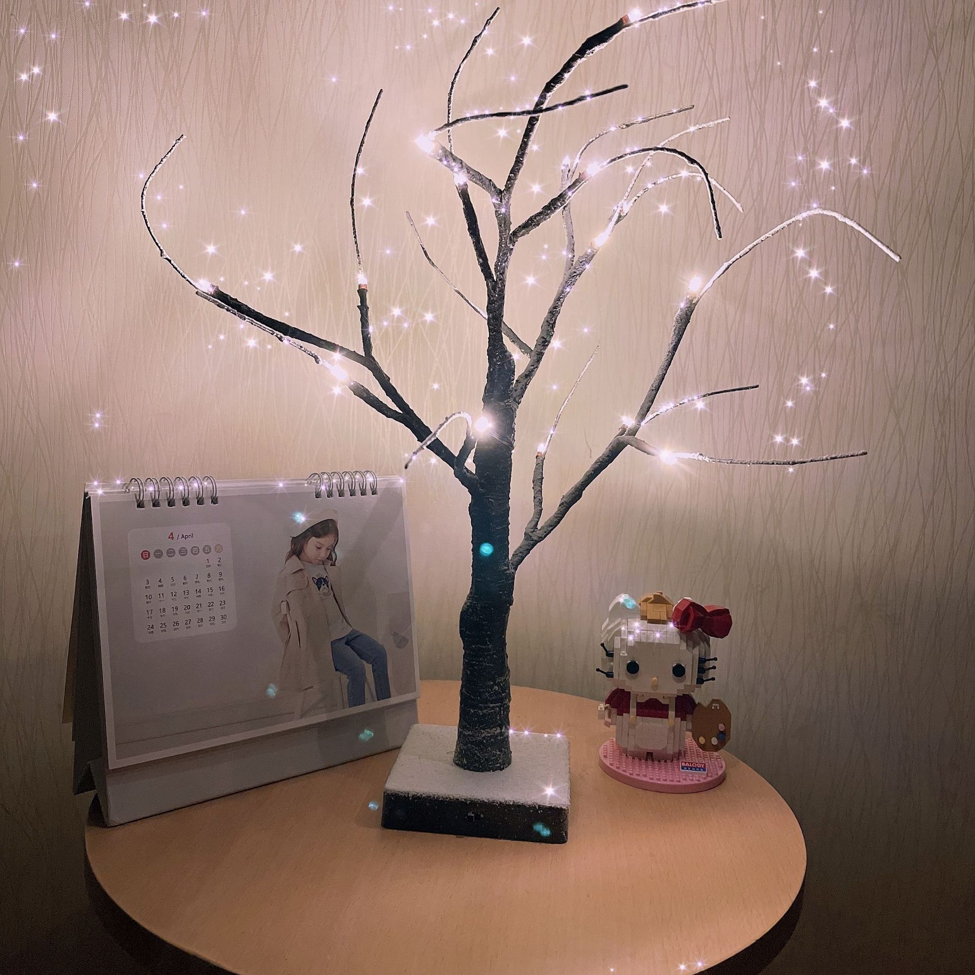 白樺樹燈灑雪 led亞馬遜聖誕節日發光樹萬聖節裝飾場景布置