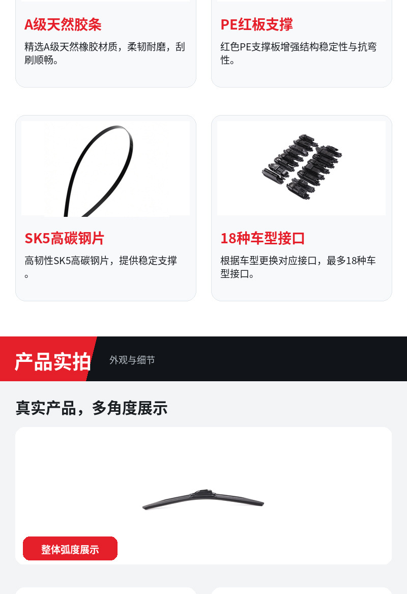 Multifunctional Wiper with Press-Type Replaceable Clip-On Wiper Blades, Replacement Connector, and Vehicle-Specific Wiper