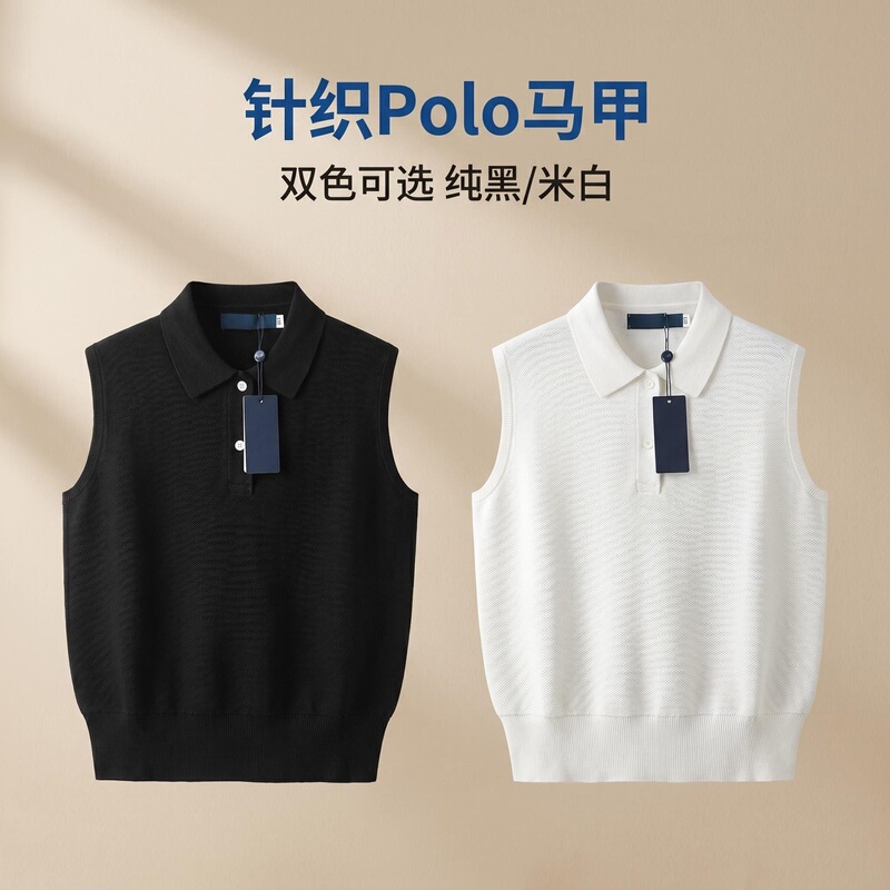 Rl Ralph Lauren Women's Polo Collar Embroidered Casual Sleeveless Knit Vest