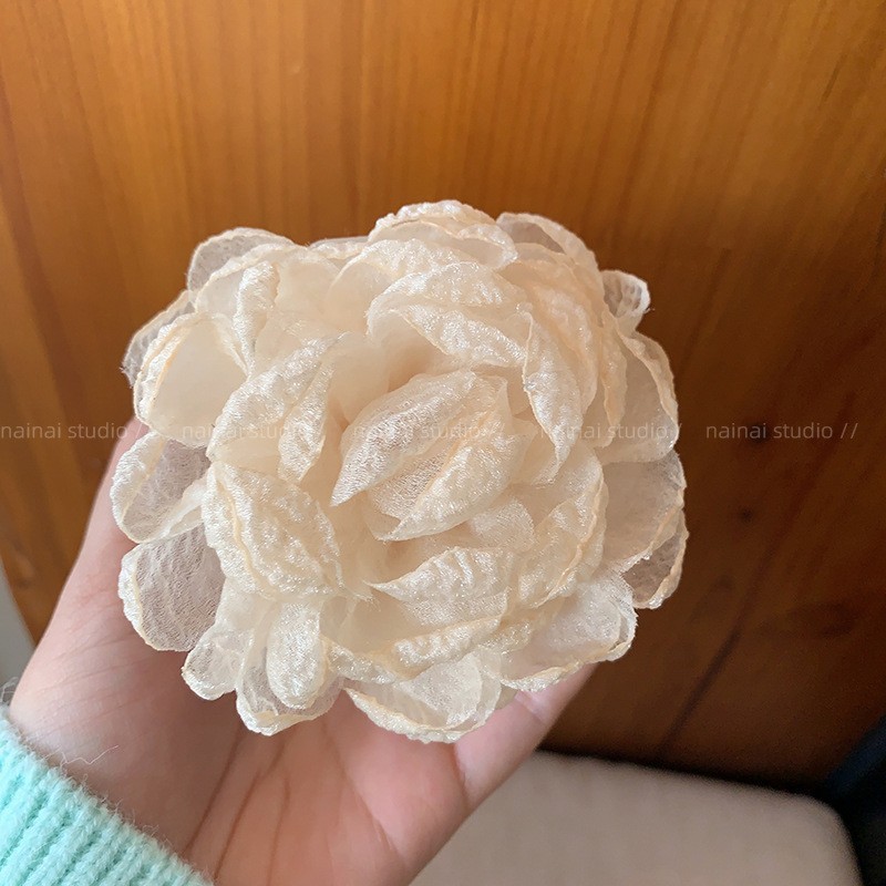 立体玫瑰花大号抓夹花朵头饰新款后脑勺鲨鱼夹发夹盘发头花发饰女|undefined