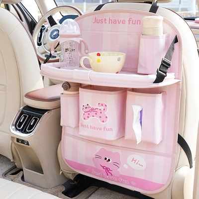 Multifunctional Storage Bag, Car table board - storage-bag-z-type-spotted-pink-cat-with-small-table