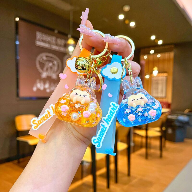 Acrylic oil luminous tower key chain bag pendant cute car key chain pendant small gift wholesale