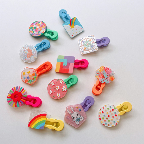Korean cute graffiti drawing board children's hairpin side clip little girl cartoon hair accessories new girl sweet duckbill clip