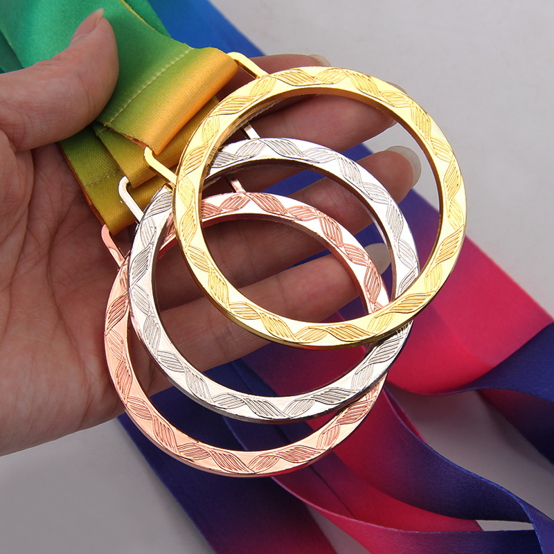 Medalla de metal de recuerdo con acrílico transparente pintado, medalla de honor conmemorativa del campus en oro, plata y bronce.