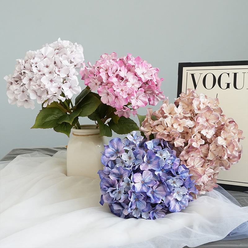 5 head simulation hydrangea French fake flower oil painting style holding flower road lead autumn flower arrangement wedding hall cross border 5 head simulation hydrangea French fake flower oil painting style holding flower road lead autumn flower arrangement wedding hall cross border
