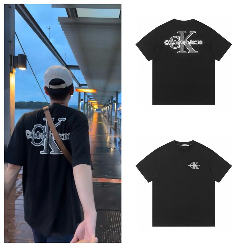 クロスボーダーCホーム クラシックレターオーバープリント半袖Tシャツ 260g ゆったり カジュアル 男女兼用 カップル シンプル 半袖|undefined