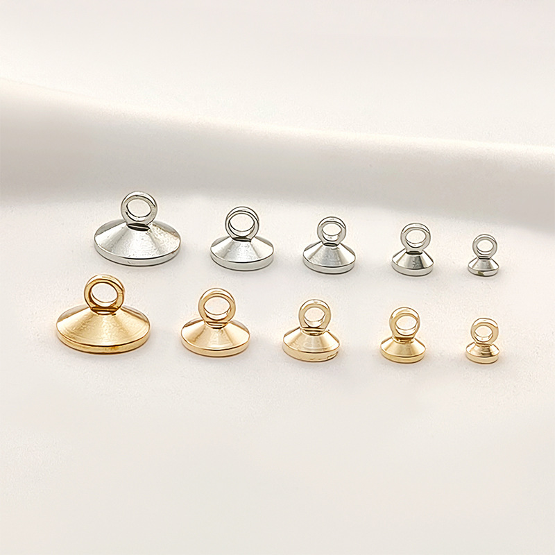 Electroplated Copper Needleless Sheep's Eye Cap DIY Handmade Jewelry Accessories Bead Tray Pearl Cap Round Pendant