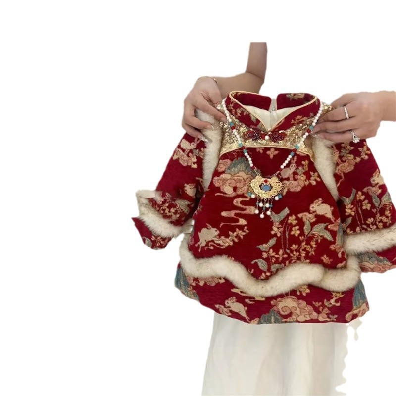 Vestido de Año Nuevo para niñas 2025 nuevo vestido de otoño e invierno vestido de un año