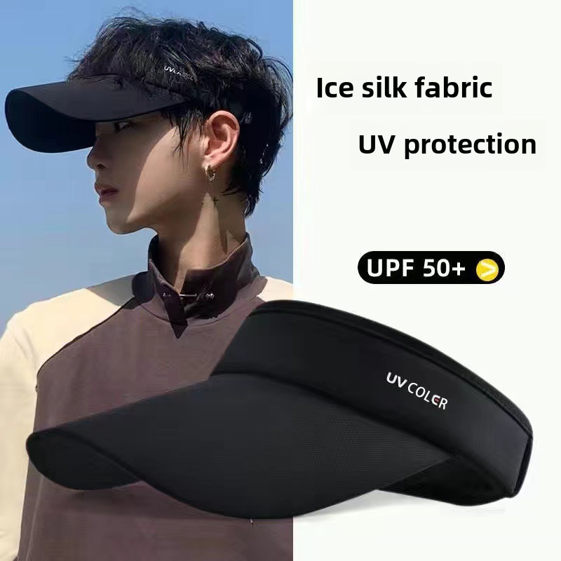 Sun Hat Men's Sunscreen Hat Empty Top Hat Breathable Ice Silk Sun Hat Sports Running Outdoor Hat Duck Tongue Empty Top Hat_voghion.com