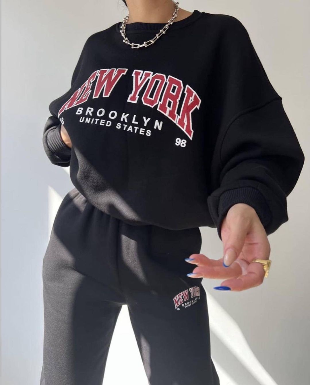 Loose Fit Type Letter Pattern Winter, Autumn Season Women's Hoodies Sets Long Sleeve Printing Casual Letter