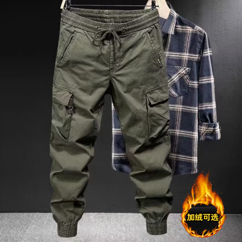 Monos de comercio exterior para hombre Otoño e Invierno Nuevo estilo coreano pantalones casuales sueltos de talla grande marca de moda al aire libre pantalones multibolsillos atados al tobillo