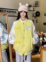 レトロ猫刺繍野球服コート女子学生韓国版ゆるい2026春秋新入学ジャケット上着
