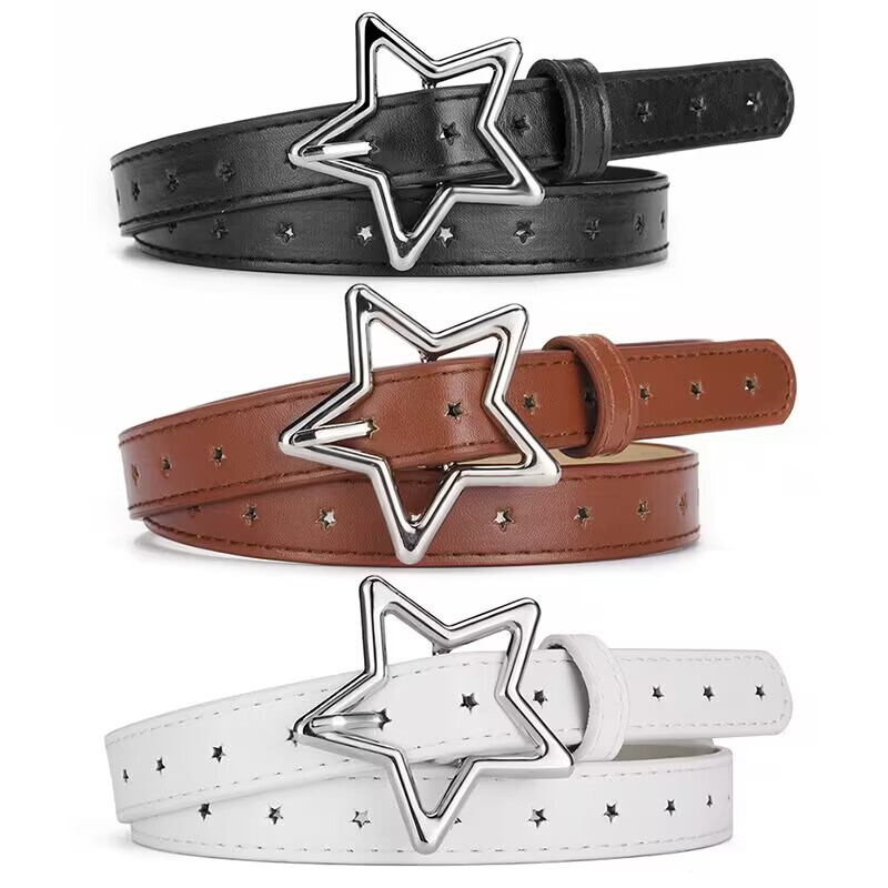 Children's Five-Pointed Star Belt for Women, Fashionable Star Hole Sweet Decoration with Dress, Jeans Belt for Women