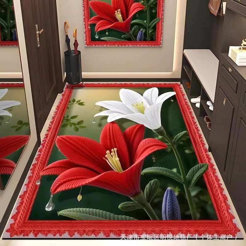 新しい 3D ビジュアル立体花珪藻泥リビングルームバスルームコーヒーテーブル出窓ノンスリップ吸収性フロアマットカーペット卸売|undefined