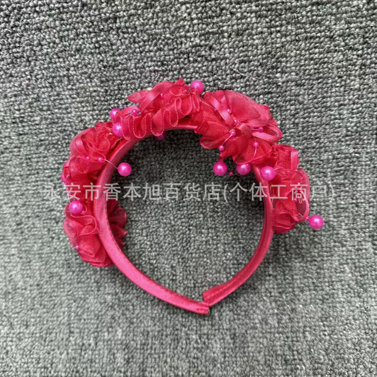 [Factory Direct Sales] European and American Cross-Border Simulated Fabric Flower Headband Halloween Wide Headband Women's Retro Hair Accessories