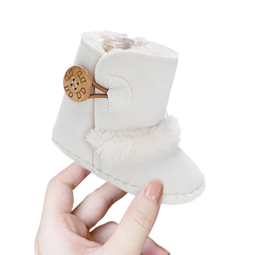 European and American Baby Snow Boots for Infants, High-Top Winter Boots with Thick Padding, Children's Shoes with Integrated Fleece for Winter Warmth, Learning to Walk Shoes