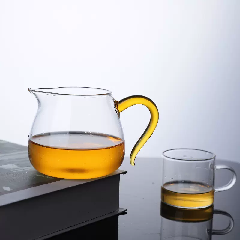 公道杯高硼硅透明玻璃家用耐高温功夫茶具茶海分茶器彩把公道杯