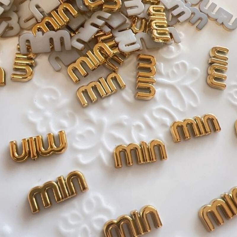 Ins Style Korean Version Double Minmin Letters Resin DIY Accessories Small Fragrant Style Hairpin Accessories Letter Stickers Cream Glue