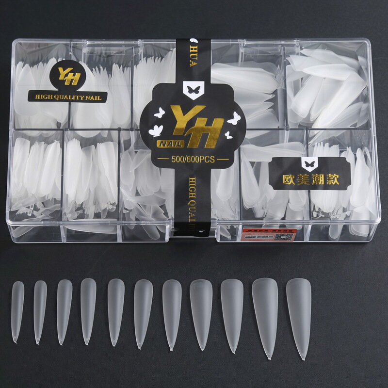 New Huashengmei third-generation extended frosted pointed nail tips, thickened, no construction required, single-piece refill pack for nail salons New Huashengmei third-generation extended frosted pointed nail tips, thickened, no construction required, single-piece refill pack for nail salons