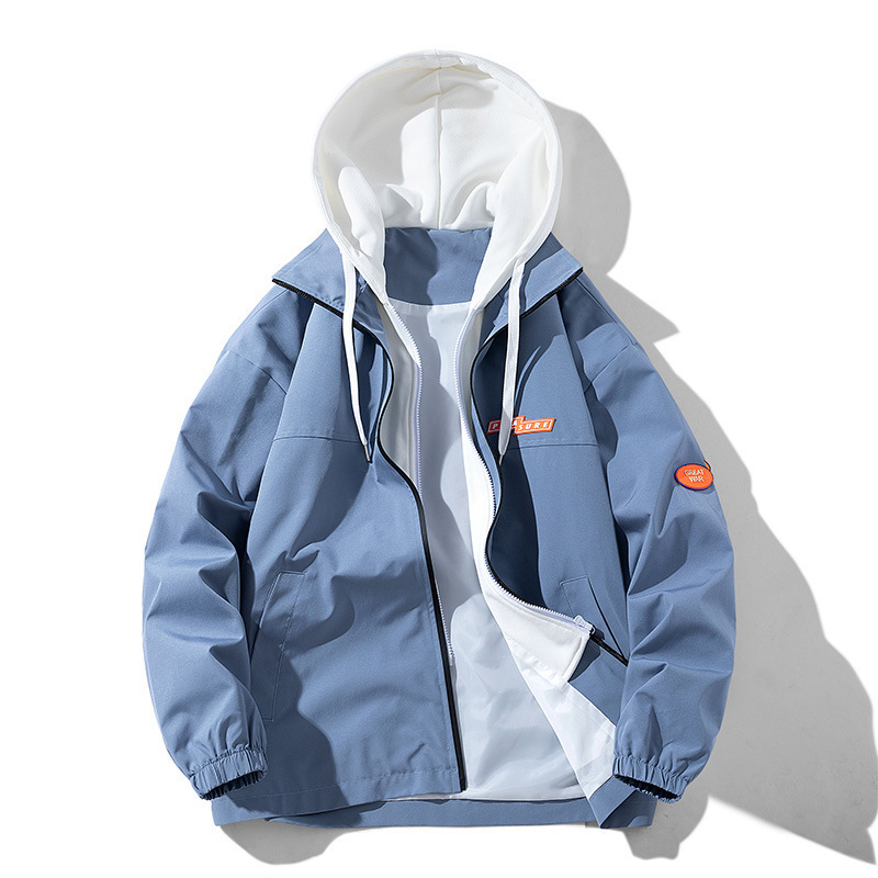 Jacket Coat Men's Spring New Men's Jacket Student Fake Two-piece Fashionable Brand Casual Hooded plus size Men's Wear