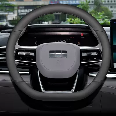 Genuine Leather, Ultra-Thin, Anti-Slip, Anti-Sweat, Odor-Free, Steering wheel cover - first-layer-of-cowhide-black-d-shaped-plate-genuine-leather-model-geely-galaxy-star-7