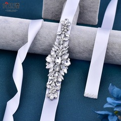 優拉潘 獨立站熱銷百搭新娘水鑽腰封滿鑽蝴蝶結系帶腰帶裝飾 S128