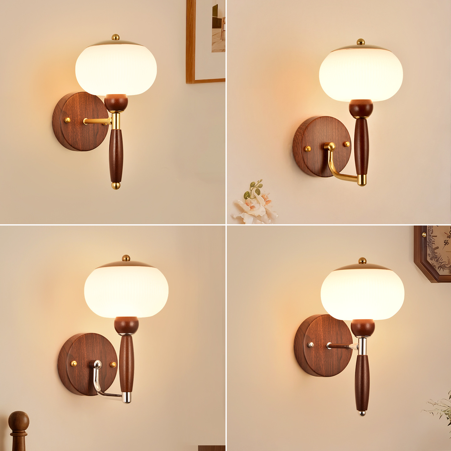 Lámpara de pared francesa retro dormitorio luz de cabezal de cama de madera maciza antigua sala de estar luz de pared de fondo estudio atmósfera luz de pasillo L271