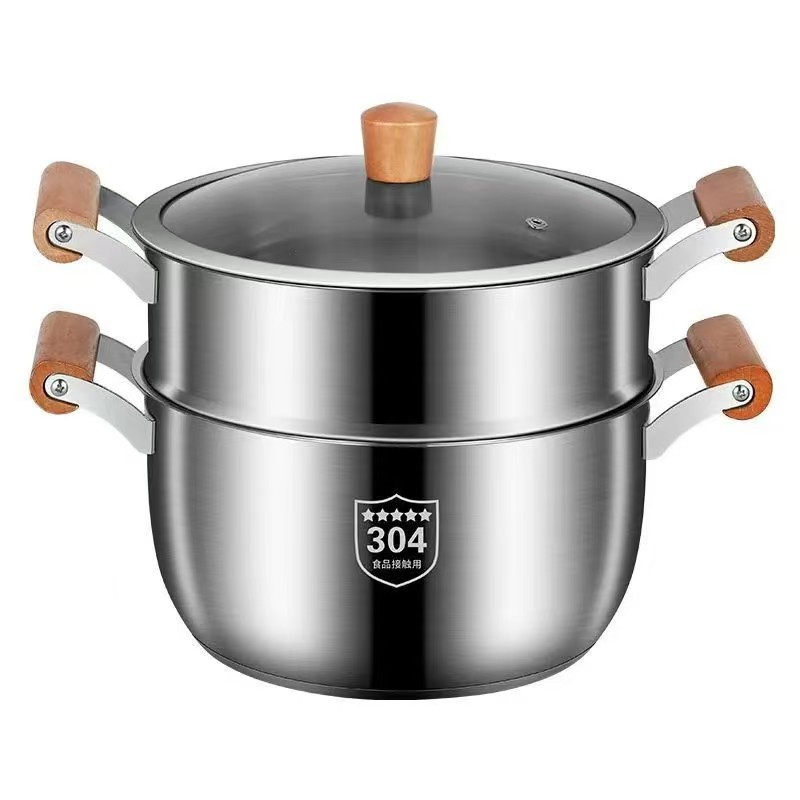 316 olla de sopa de acero inoxidable engrosamiento hogar sin recubrimiento olla de avena olla de cocina estufa de gas binaural cocina de inducción