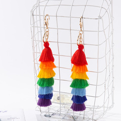 七彩虹色系流蘇diy流蘇包包掛件鑰匙扣汽車吊墜裝飾配件廠家直供