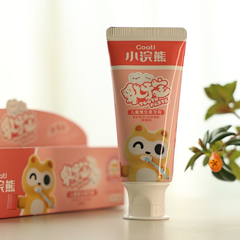 Wholesale Little Raccoon Children's Olafluor Toothpaste 70g Crystal Strawberry Orange Flavor for 3-12 Year Old Kids Brushing Their Teeth