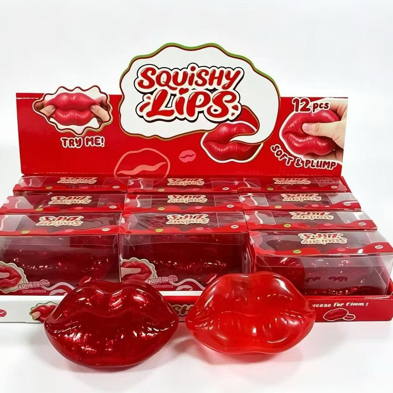 Cross-border bestseller: vibrant red lip-shaped stress-relief toy made of Vaseline, a creative and moldable item for venting and relieving stress