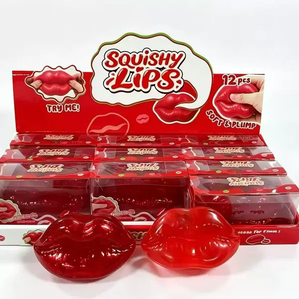 Cross-border bestseller: vibrant red lip-shaped stress-relief toy made of Vaseline, a creative and moldable item for venting and relieving stress