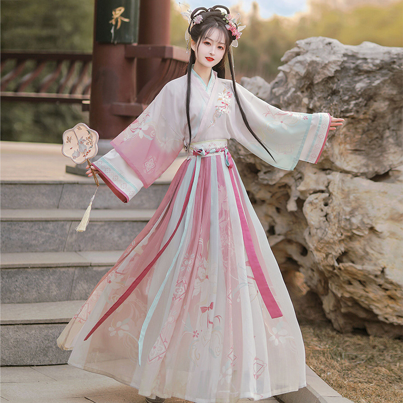 Original Authentic Product【Luo Lingxiang】Hanfu for Adult Women, Jin-Style, Waist-Length, Chinese Style, Petite Size, Daily Ancient Costume Full Set