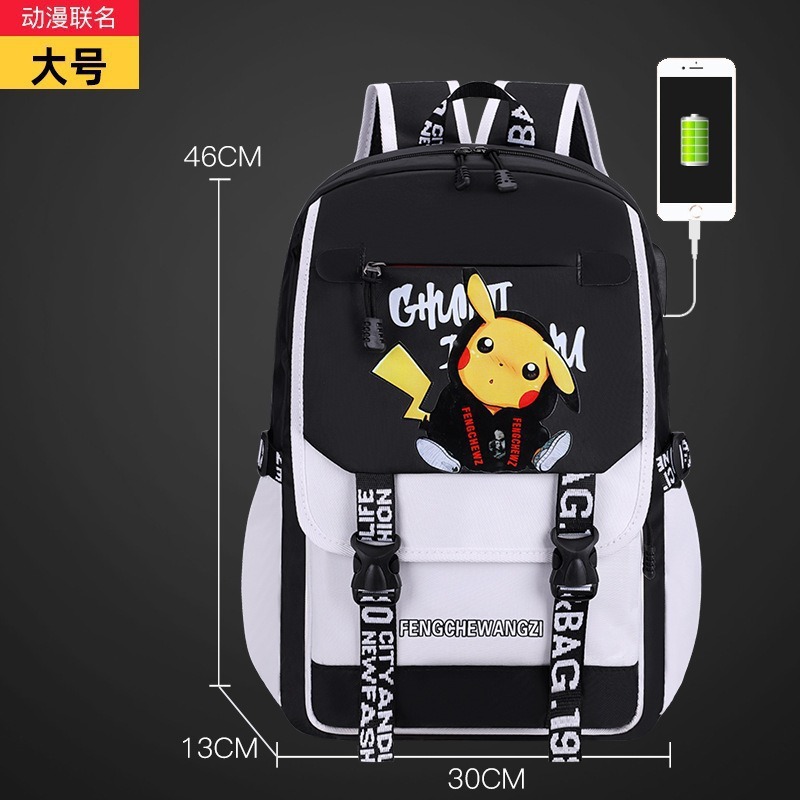 Venta al por mayor de nuevas mochilas escolares Pikachu para estudiantes de primaria, 3-6 grados, reducción de la carga, mochilas escolares para niños, mochila de gran capacidad recargable