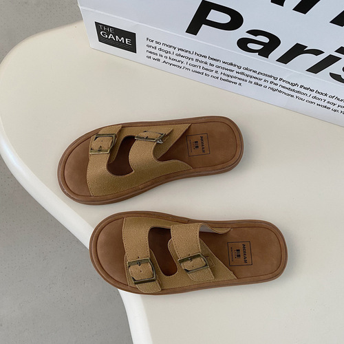 Casual thick-soled non-slip beach slippers for women summer outer wear  new versatile high-end super hot fashion slippers