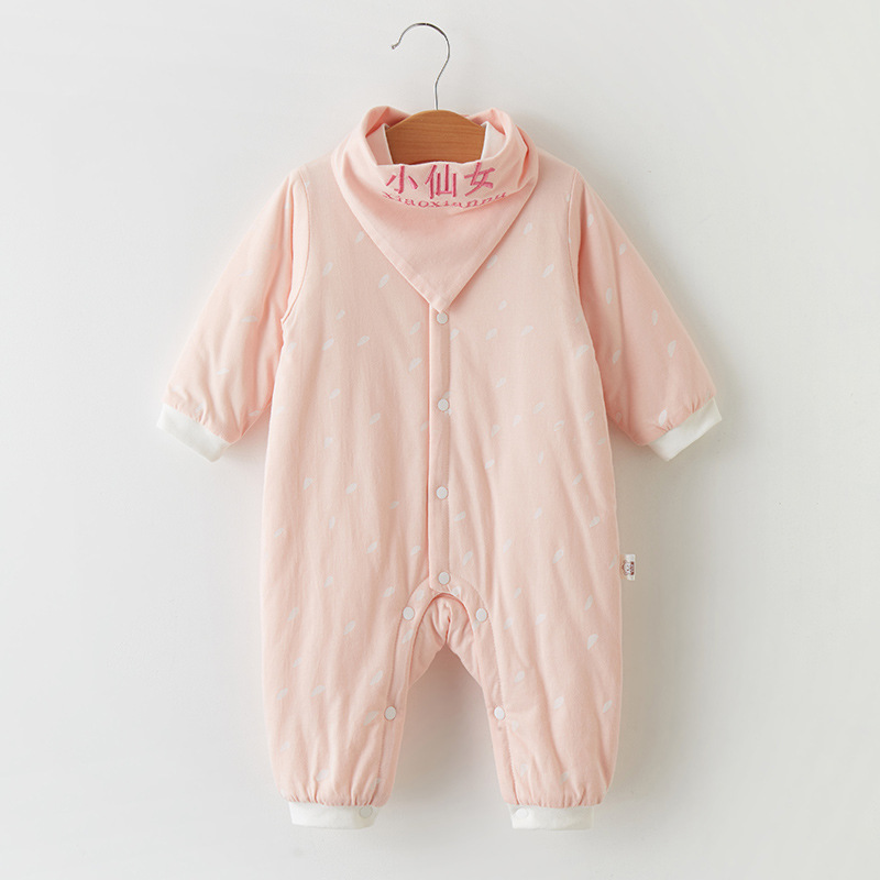 Ropa de bebé recién nacido Primavera, Otoño e Invierno salida Año Nuevo estilo occidental ropa de primavera traje de algodón fino acolchado de los hombres bebé niña mono
