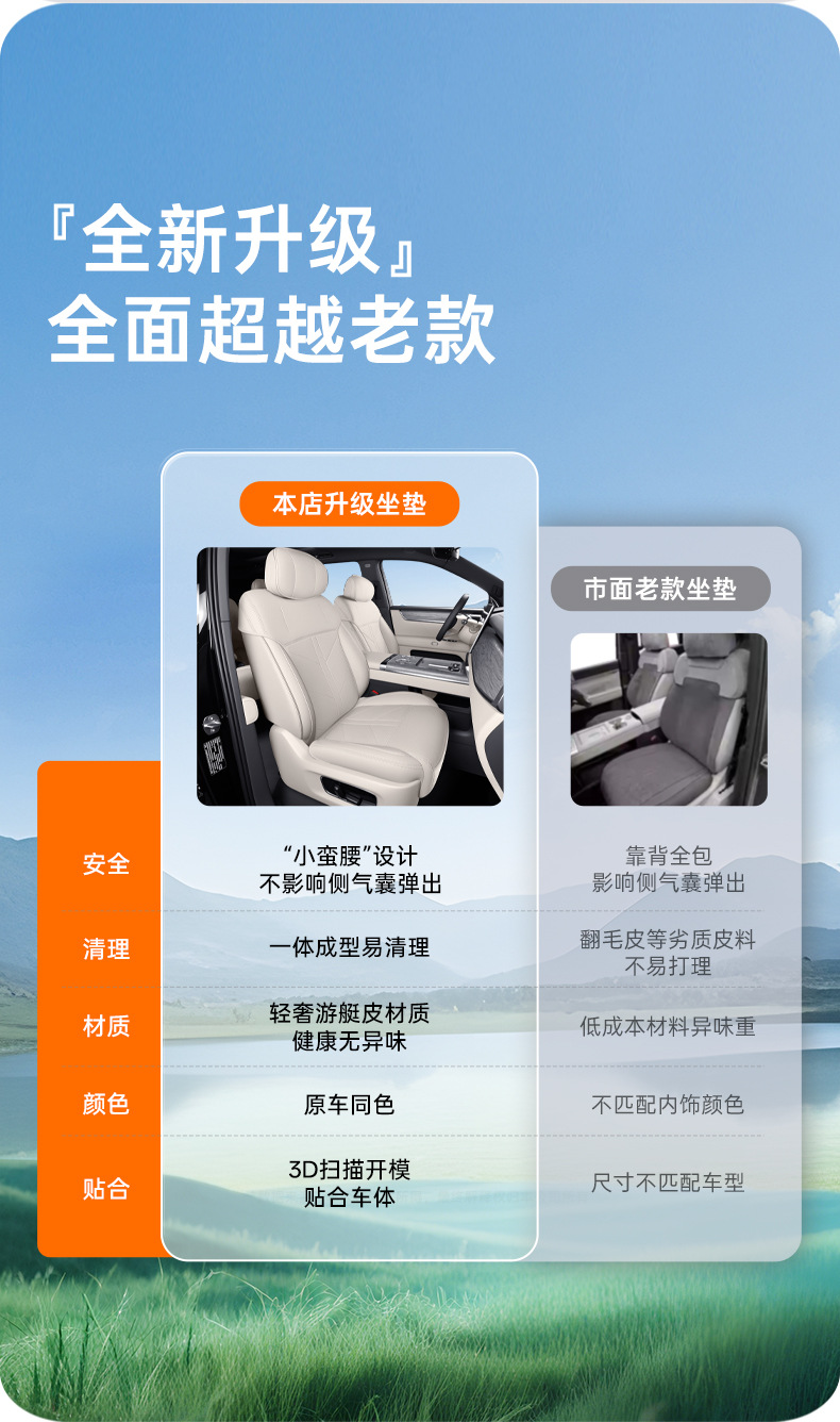 Suitable for Huajing S full-cover seat cushion, universal for all seasons, slim waist seat cover, car interior accessories
