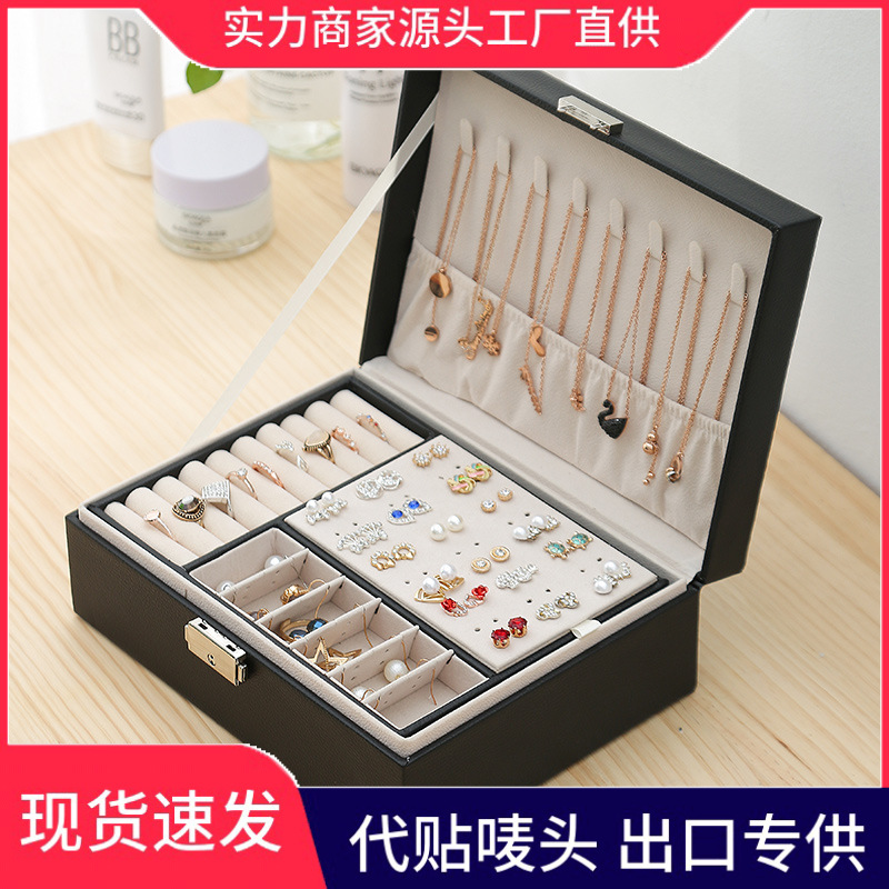 New double-layer wooden jewelry box with...