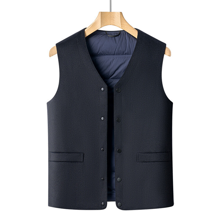 2024 autumn and winter new men's middle-aged wool cashmere mulberry silk down vest warm vest