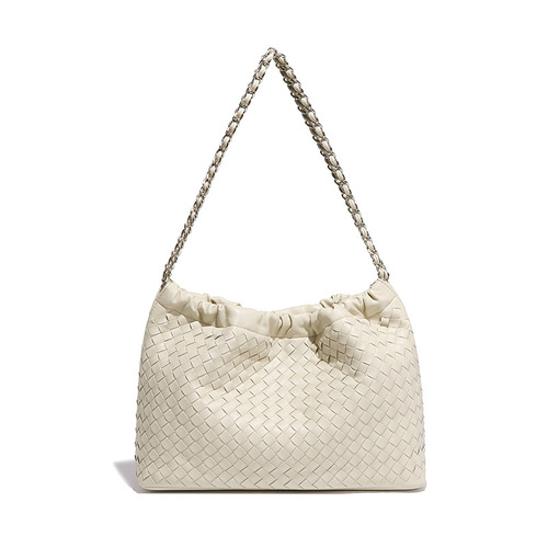 New Sheen Wind Plain Color Elegant Knitted Cloud Bag Fashion Trend Underarm Bag Simple Versatile Shoulder Bag for Women