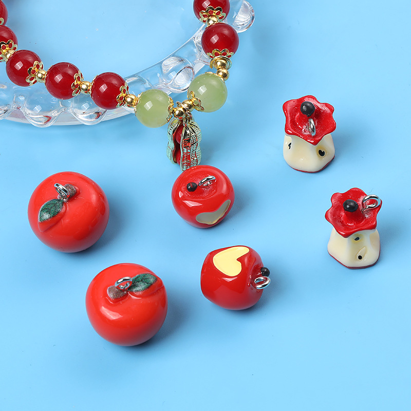 Wholesale Cute Artificial Resin Acrylic Stereo Fruit Apple Pendant Factory Direct Sale A800598