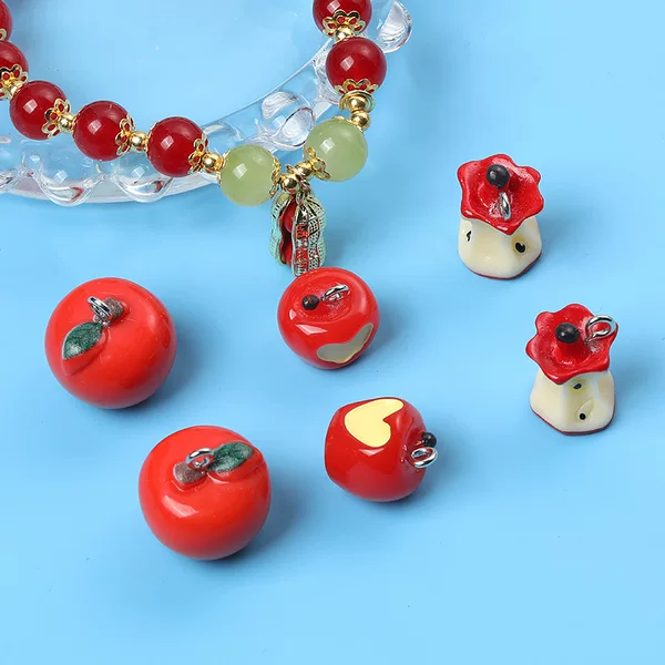 Wholesale Cute Artificial Resin Acrylic Stereo Fruit Apple Pendant Factory Direct Sale A800598
