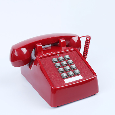 按键式金属底座电话机仿古复古有线电话座机办公家用商务固定电话|ru